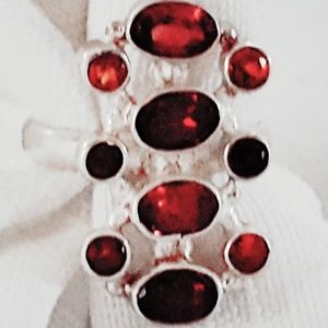 Bezel Set GARNET Sterling Silver 925 RING 